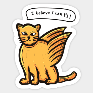 Flying cat I believe I can fly Sticker